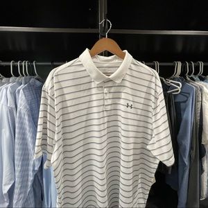 Mens white Under Armor polo shirt, in good condition.